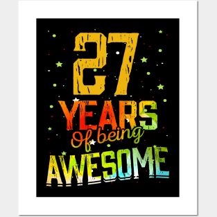 27 Years Of Being Awesome Gifts 27th Anniversary Gift Vintage Retro Funny 27 Years Birthday Men Women Posters and Art